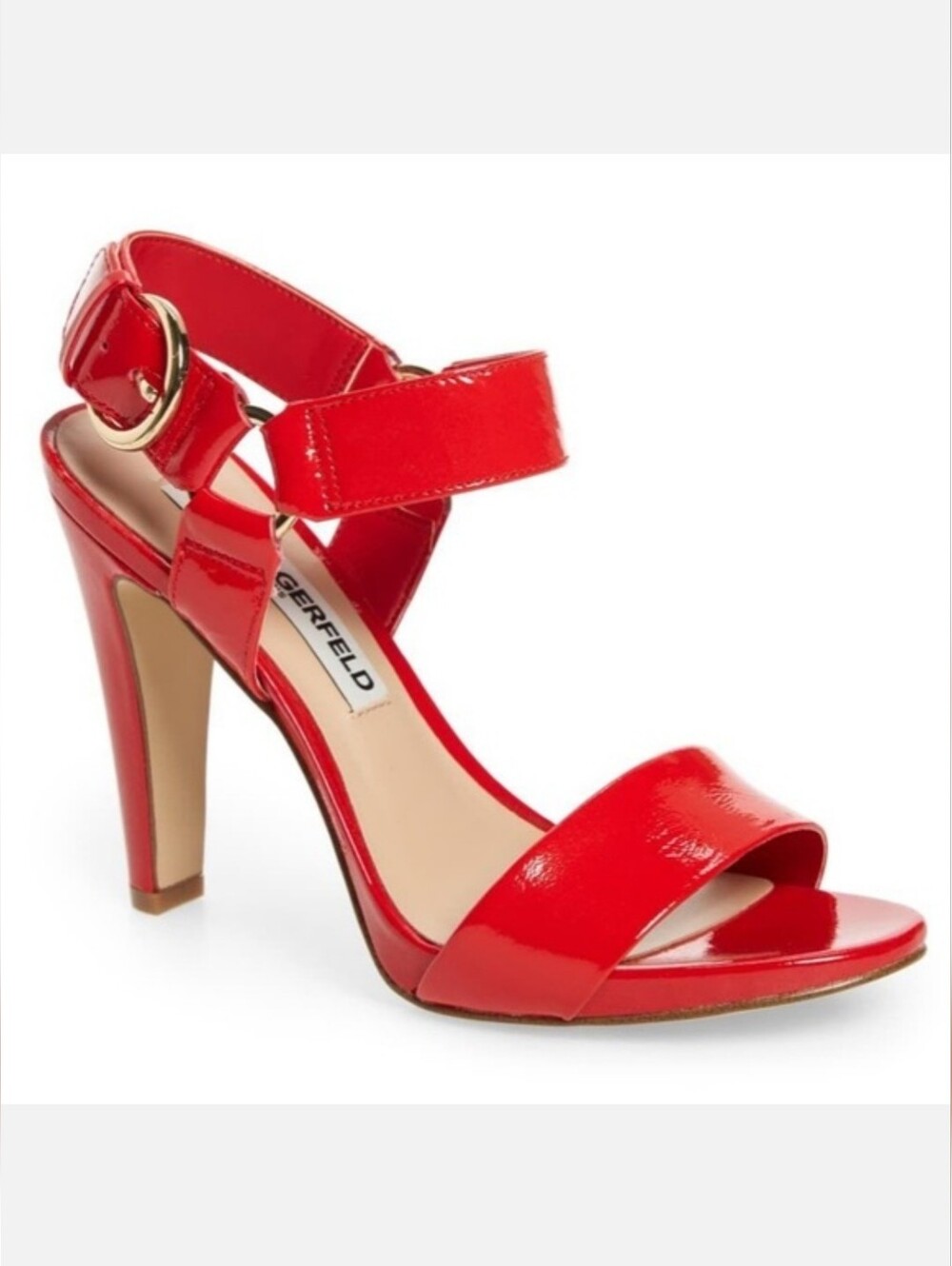 Karl Lagerfeld Bright Red Patent Leather High-Heel Sandal